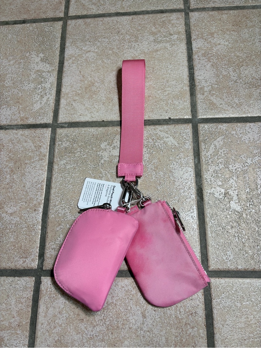 NWT Lululemon Dual Pouch Wristlet (Strawberry Multi/Candy Cloud/Silver) - Picture 9 of 9